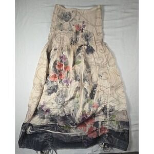 Lapis Smocked Dress Skirt Convertible Floral Fairy Grunge Whimsigoth Artsy Midi
